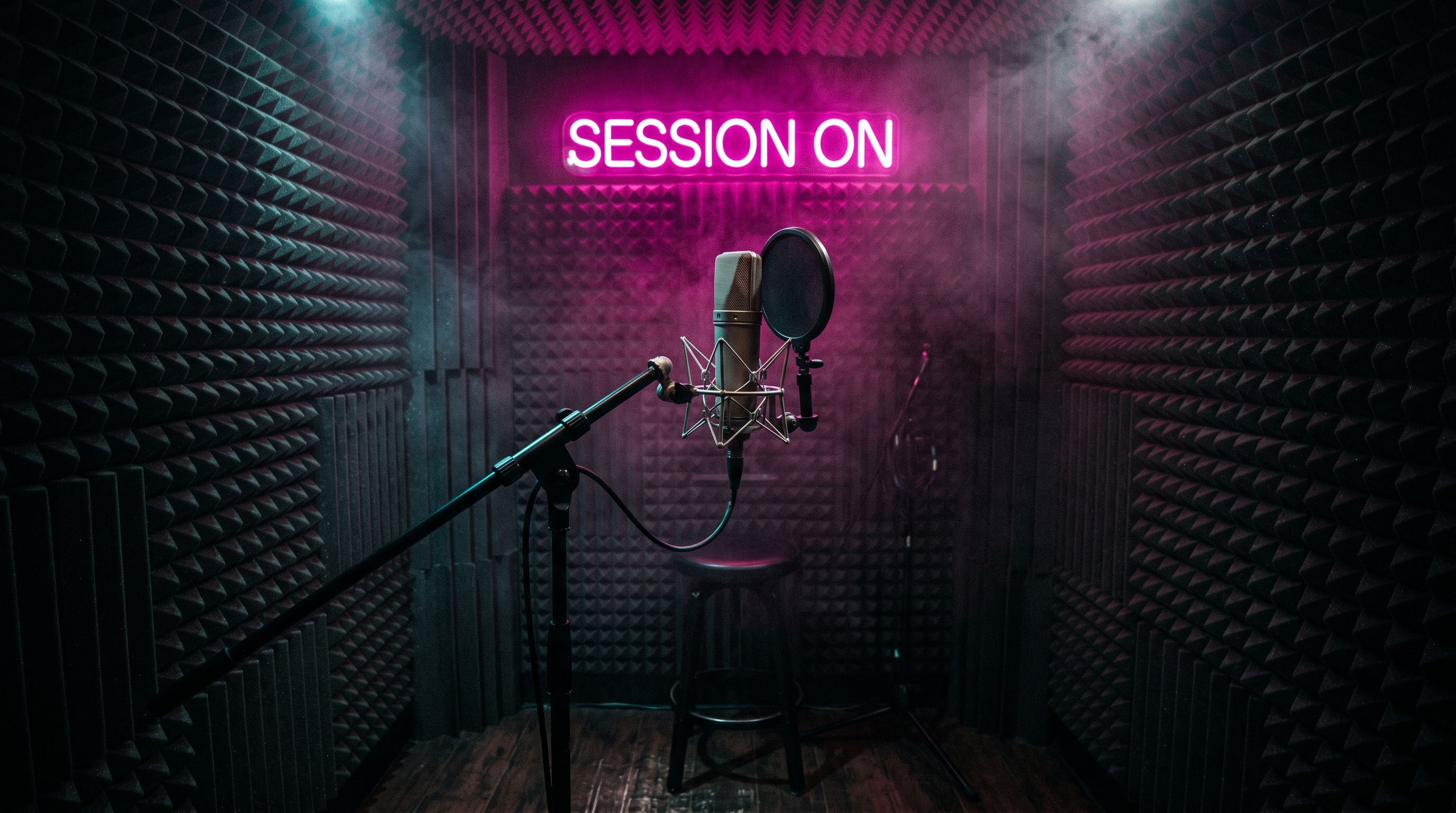 Recording studio at night